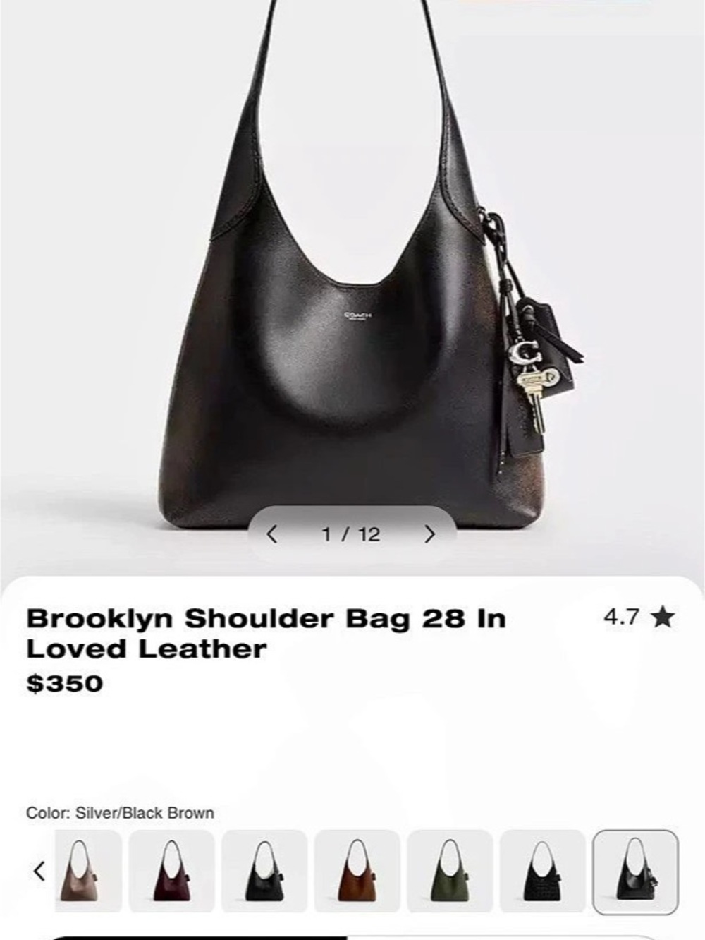 Coach Brooklyn Shoulder Bag 28 In Loved Leather Black & Brown